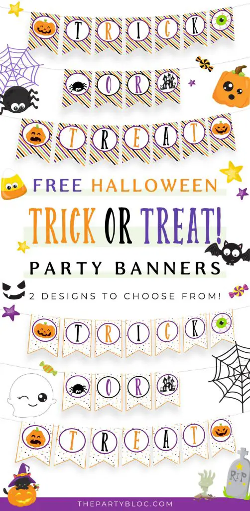 Free printable halloween trick or treat banners in two designs