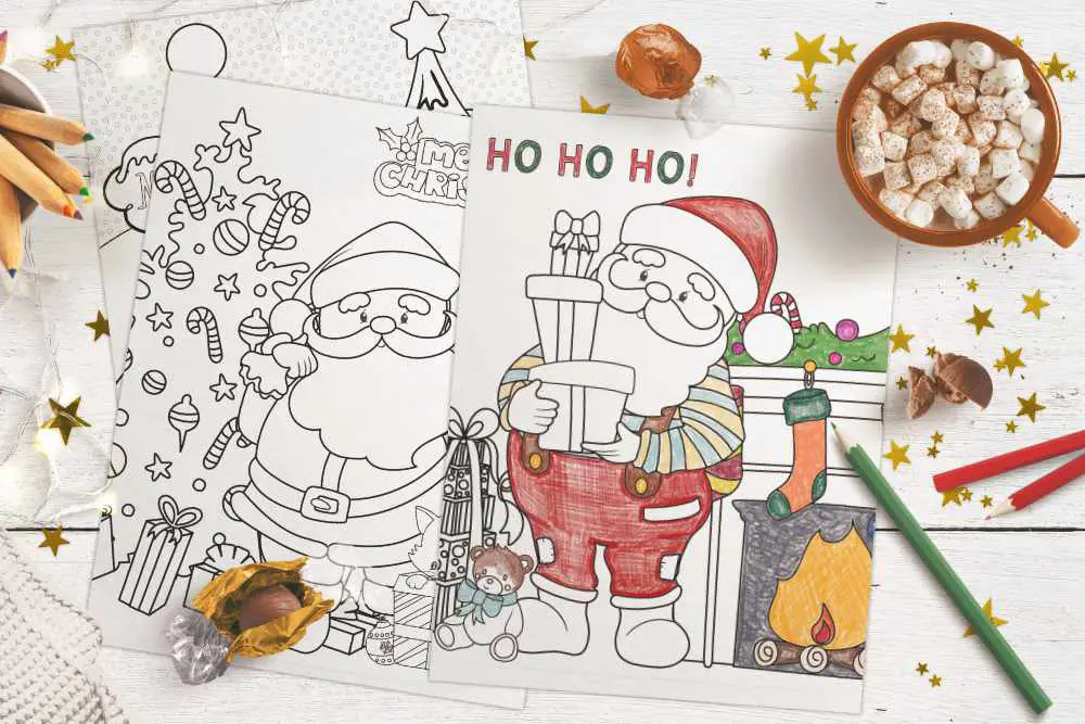 Free Santa Claus coloring in pages for Christmas